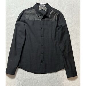 Rogue Mens Size M Black Wool Leather  Button Up Shirt (U2)